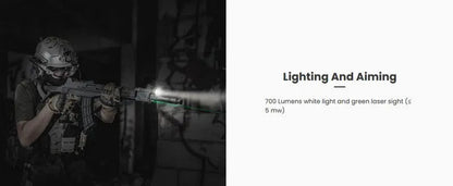 Lampe arme à feu Nextorch WL60 - 700Lumens - laser vert - Fixation sur rail  NYCTALOPE  