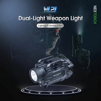 Lampe arme de poing Nextorch WL21G - 650 Lumens + laser vert - Fixation sur rail  NYCTALOPE  