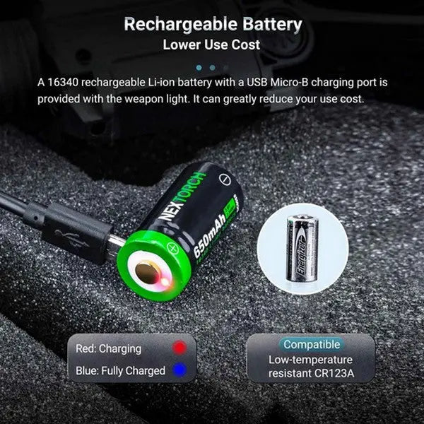 Lampe arme de poing Nextorch WL21iR - lumière + laser Infrarouge - Fixation sur rail  NYCTALOPE  