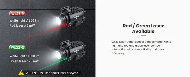 Lampe arme de poing Nextorch WL23R - 1300 Lumens + laser rouge - Fixation sur rail - NYCTALOPE
