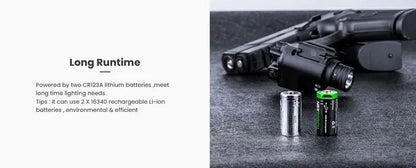 Lampe arme de poing Nextorch WL23R - 1300 Lumens + laser rouge - Fixation sur rail - NYCTALOPE