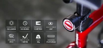 Lampe arrière pour Vélo et VTT Olight  BS100 - 100 Lumens  NYCTALOPE  