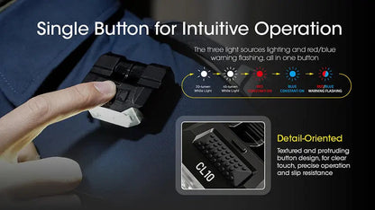 Lampe de Position Nitecore CL10 45 Lumens - Triple Source Lumineuse - Clip Multi-Positions  NYCTALOPE  