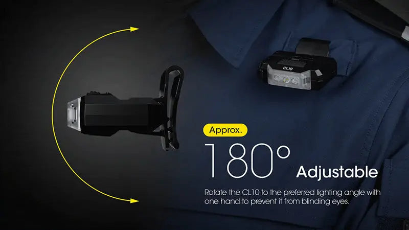 Lampe de Position Nitecore CL10 45 Lumens - Triple Source Lumineuse - Clip Multi-Positions  NYCTALOPE  