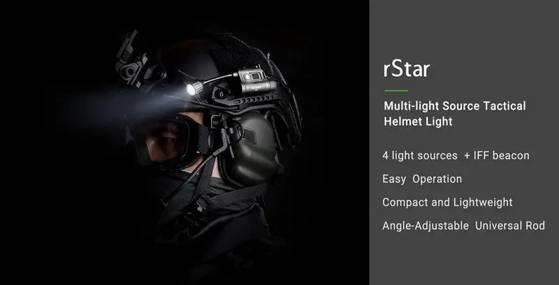 Lampe de casque tactique Nextorch rStar - 80 Lumens - sources de lumière multiples  NYCTALOPE  