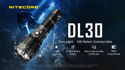 Lampe de plongée Nitecore DL30 - 1100 Lumens - NYCTALOPE