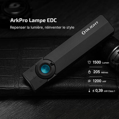 Lampe Torche EDC Olight ArkPro 1500 Lumens - Faisceau Large/Concentré/UV/Laser Vert - 4 Sources Lumineuses