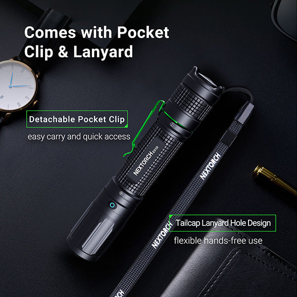 Lampe torche tactique Nextorch E51D - 2100 Lumens - rechargeable USB-C  NYCTALOPE  