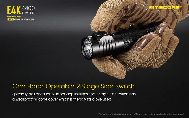 Lampe de poche Nitecore E4K - 4400 Lumens  NYCTALOPE  