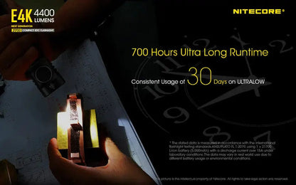 Lampe de poche Nitecore E4K - 4400 Lumens  NYCTALOPE  