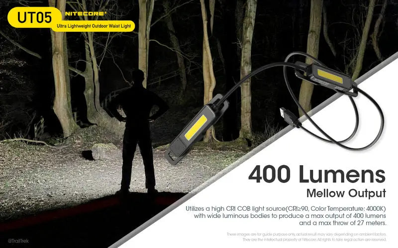 Lampe de trail Nitecore UT05 – 400 Lumens  NYCTALOPE  