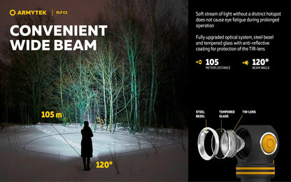 Lampe frontale Armytek Elf C2 USB-C - 1023 Lumens - Warm - NYCTALOPE