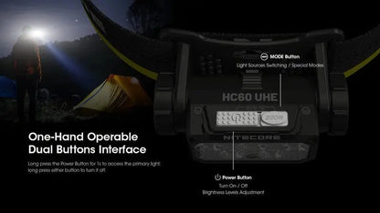 Lampe frontale Nitecore HC60 UHE 1600 Lumens rechargeable USB-C - Lumière rouge  NYCTALOPE  