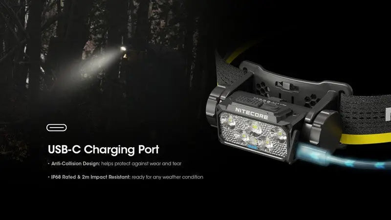 Lampe frontale Nitecore HC60 UHE 1600 Lumens rechargeable USB-C - Lumière rouge  NYCTALOPE  