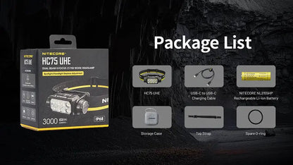 Lampe frontale professionnelle Nitecore HC75 UHE 300 Lumens rechargeable USB-C - Lumière rouge - NYCTALOPE