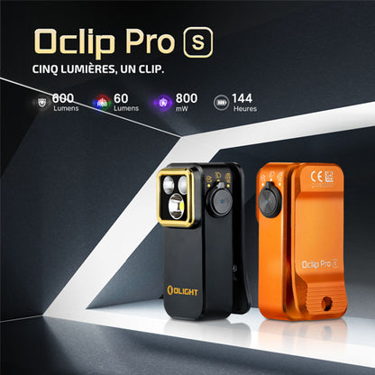 Olight Oclip Pro S – Lampe clip tactique 600 lumens rechargeable avec éclairage RVB et UV