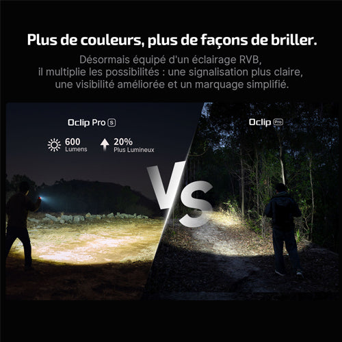 Olight Oclip Pro S – Lampe clip tactique 600 lumens rechargeable avec éclairage RVB et UV
