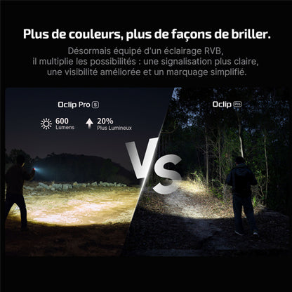 Olight Oclip Pro S – Lampe clip tactique 600 lumens rechargeable avec éclairage RVB et UV