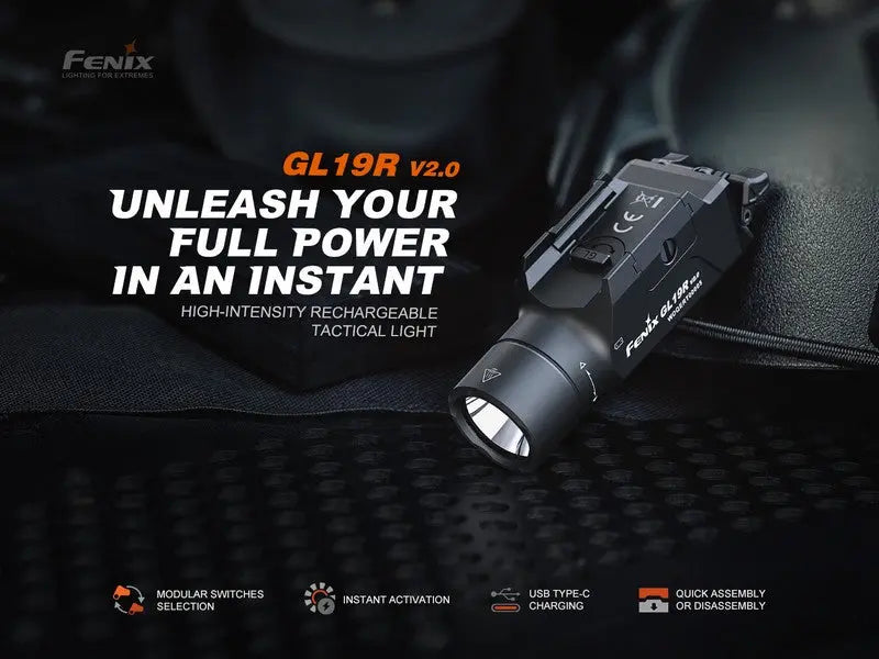 Lampe pour arme Fenix GL19R V2.0 – 1200 Lumens  NYCTALOPE  