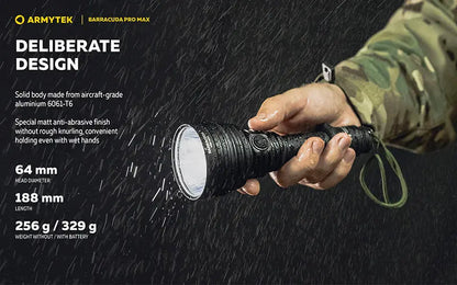 Lampe torche Armytek Barracuda Pro Max White 2800 Lumens - Portée 1000m - Rechargeable - Batterie 21700 Li-Ion  NYCTALOPE  