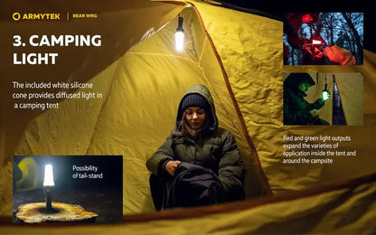 Lampe torche Armytek Bear WRG 1500 Lumens Lumière rouge et verte - rechargeable - NYCTALOPE