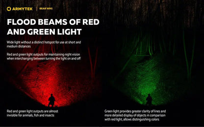 Lampe torche Armytek Bear WRG 1500 Lumens Lumière rouge et verte - rechargeable - NYCTALOPE