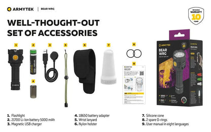 Lampe torche Armytek Bear WRG 1500 Lumens Lumière rouge et verte - rechargeable - NYCTALOPE