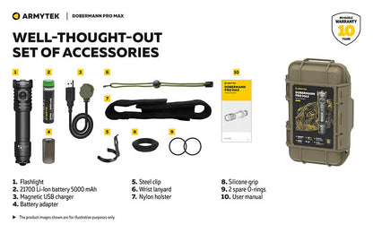 Lampe torche Armytek Dobermann Pro Max 3000 Lumens - Batterie 21700 Li-Ion 5000mAh  NYCTALOPE  