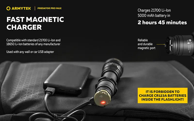 Lampe torche Armytek Predator Pro Max 3000 Lumens - Batterie 21700 Li-Ion 5000mAh  NYCTALOPE  