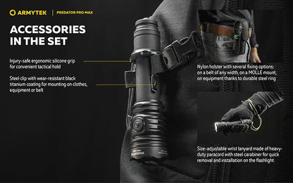 Lampe torche Armytek Predator Pro Max 3000 Lumens - Batterie 21700 Li-Ion 5000mAh  NYCTALOPE  