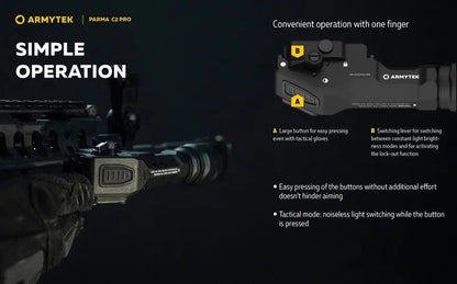 Lampe torche tactique Armytek Parma C2 Pro - 1500 Lumens  NYCTALOPE  