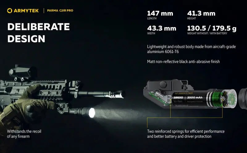 Lampe torche tactique Armytek Parma C2iR Pro 1250 Lumens + Infrarouge  NYCTALOPE  