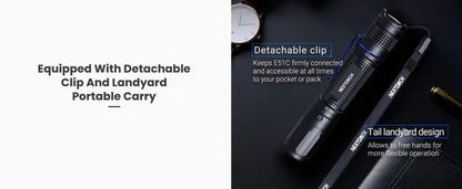 Lampe torche tactique Nextorch E51C - 1600 Lumens - rechargeable USB-C  NYCTALOPE  