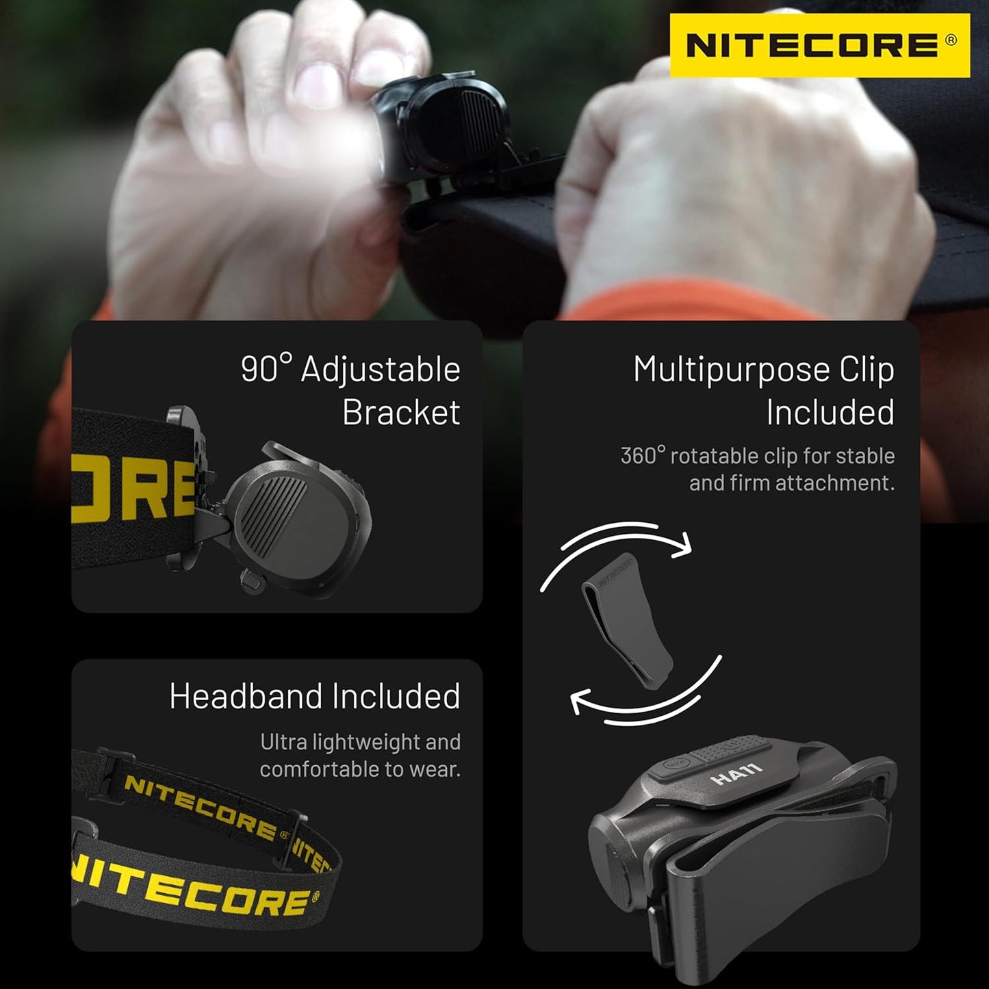 Lampe Frontale Nitecore HA11 – 240 Lumens – Lumière rouge  NYCTALOPE  