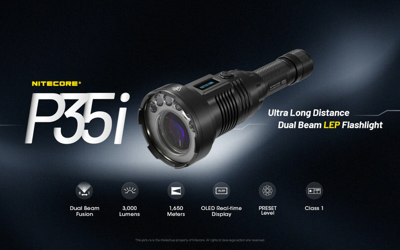 Lampe torche tactique laser Nitecore P35i LEP – 3000 Lumens  NYCTALOPE  