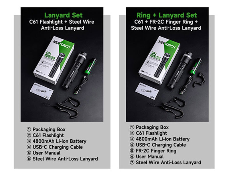 Lampe Torche Nextorch C61 3500 Lumens - Double Faisceau - Variation Continue - Rechargeable USB-C  NYCTALOPE  