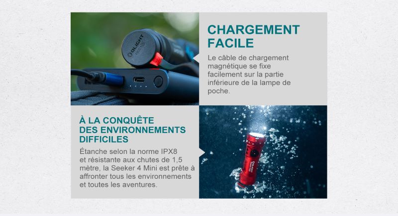 Lampe Torche Olight SEEKER 4 Mini Titane - 1200 Lumens - Edition Limitée  NYCTALOPE  