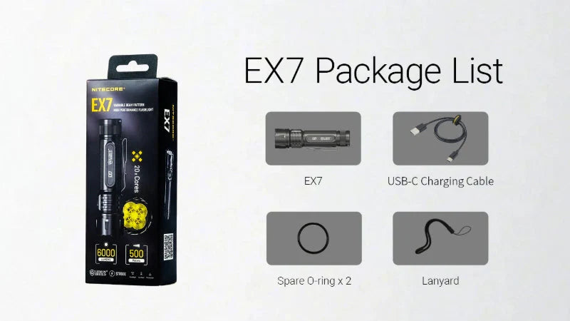 Lampe torche tactique Nitecore EX7 – 6000 Lumens  NYCTALOPE  
