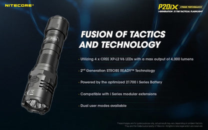 Lampe Torche Nitecore P20ix - 4000 Lumens rechargeable USB-C  NYCTALOPE  