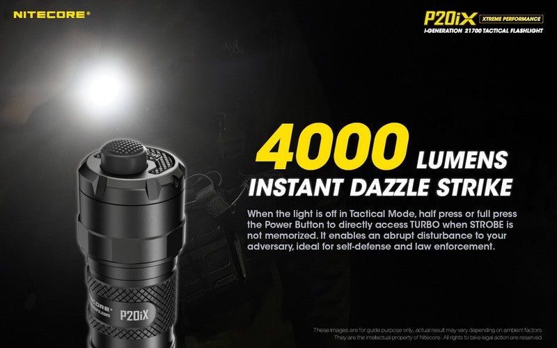 Lampe Torche Nitecore P20ix - 4000 Lumens rechargeable USB-C  NYCTALOPE  