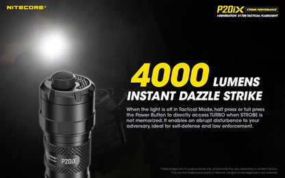 Lampe Torche Nitecore P20ix - 4000 Lumens rechargeable USB-C  NYCTALOPE  