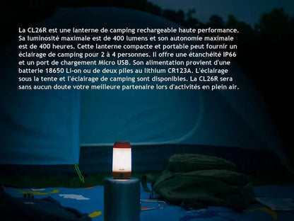 Lanterne Fenix CL26R – 400 Lumens - Rechargeable  NYCTALOPE  