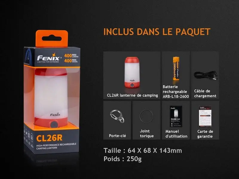 Lanterne Fenix CL26R – 400 Lumens - Rechargeable  NYCTALOPE  