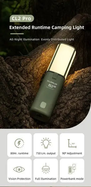 Lanterne Klarus CL2 PRO VERTE - 750 Lumens - Rechargeable et Powerbank  NYCTALOPE  