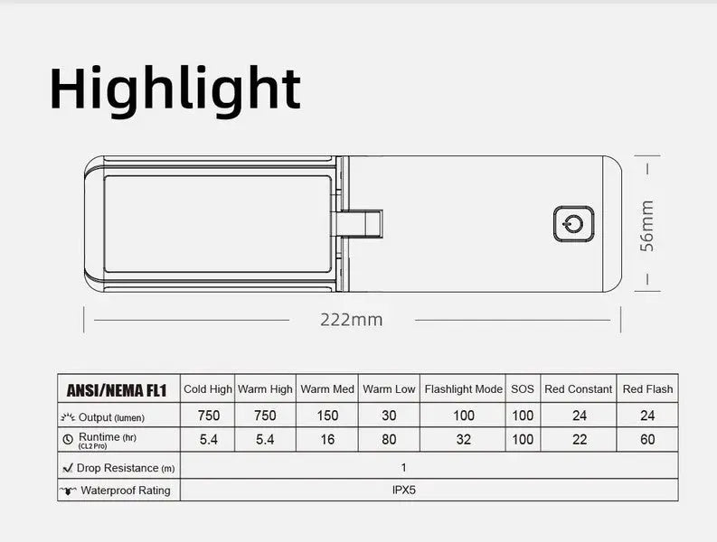 Lanterne Klarus CL2 PRO VERTE - 750 Lumens - Rechargeable et Powerbank  NYCTALOPE  