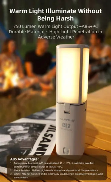 Lanterne Klarus CL2 – 750 Lumens – Rechargeable et Powerbank - Grise  NYCTALOPE  