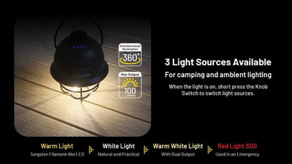 Lanterne rétro multifonction Nitecore LR40 Blanche – 100 Lumens – Rechargeable USB-C  NYCTALOPE  