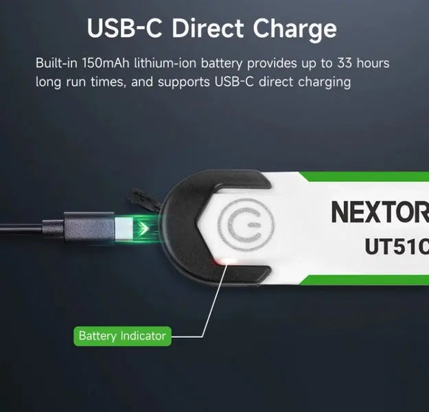 Nextorch UT51C - Bracelet d'avertissement orange vert bleu clignotant - rechargeable USB-C - NYCTALOPE