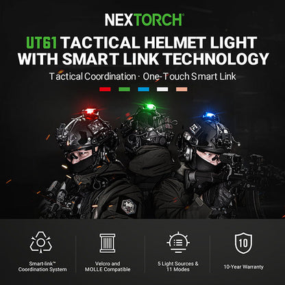 Nextorch UT61 - Feu de signalisation pour casque tactique - rechargeable USB-C  NYCTALOPE  