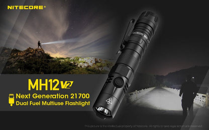 Lampe Torche Nitecore MH12 V2 – 1200 Lumens  NYCTALOPE  